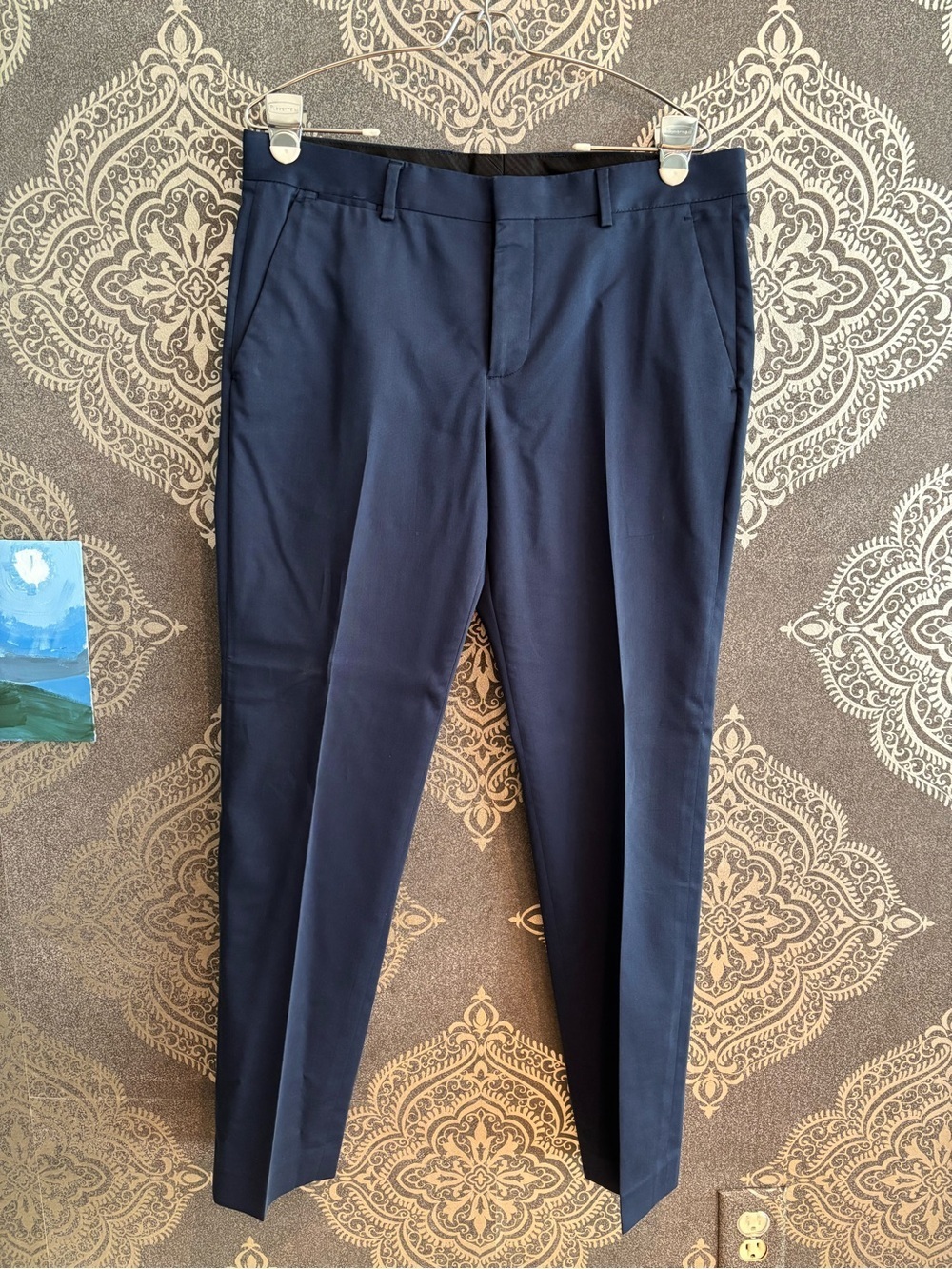 Express Men's Navy Blue Dress Pants - Tailored Dress Trousers